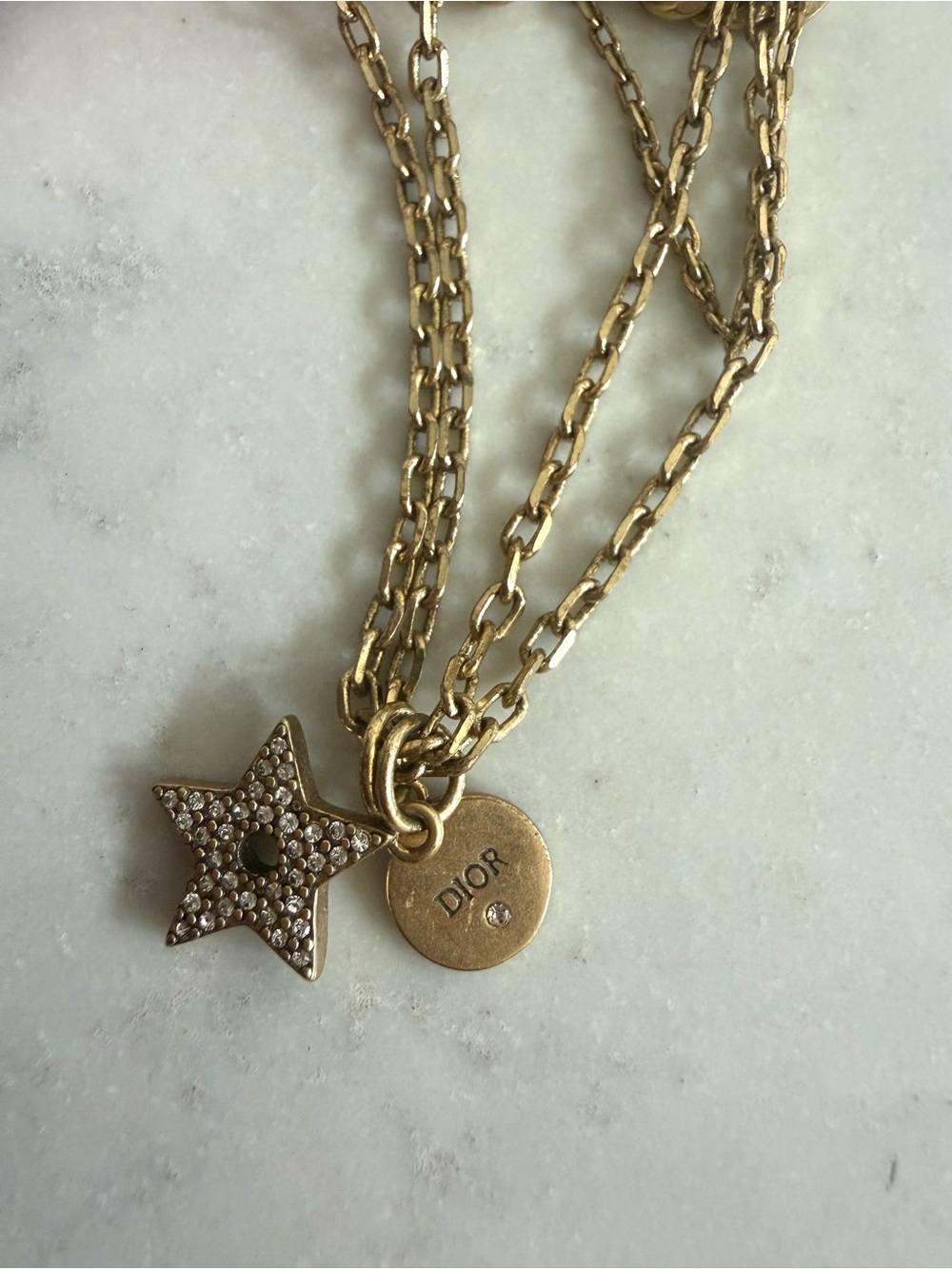 Dior Layered Gold-Tone Charm Necklace with Star and CD accents - Picture 4 of 8